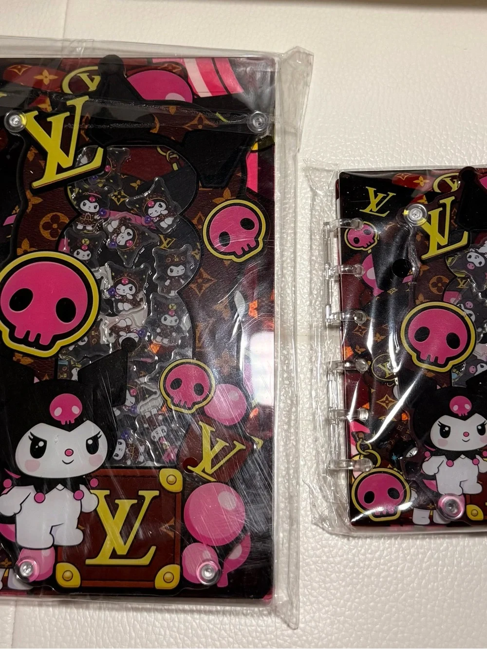 Monogram Skull & Character Clear Notebook Cover - Pink, Brown